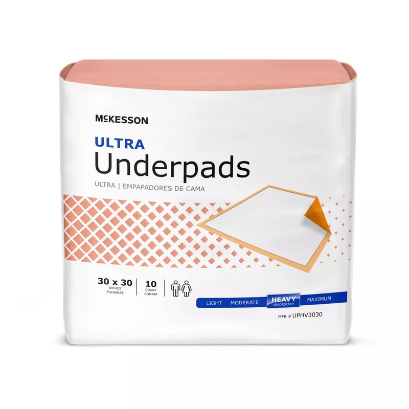 McKesson Ultra Disposable Pink Underpad, Heavy, 30 X 30 Inch 10 Pk