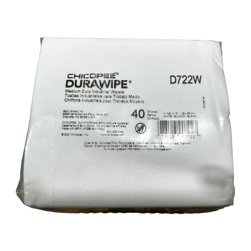 SINGLE PACK Chicopee Durawipe, D722W, Medium Duty Industrial Wipers, 24 Pack, 960 Sheets