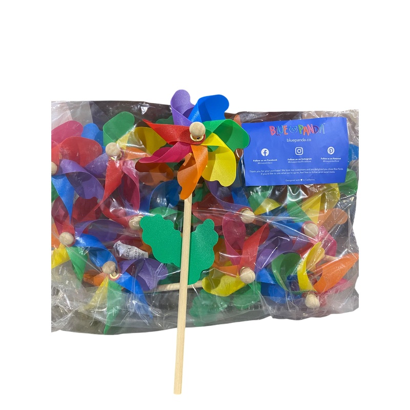 BLUE PANDA, 12 Pack, Rainbow, Flower, Pinwheels, Yard, Garden, Wind Spinners