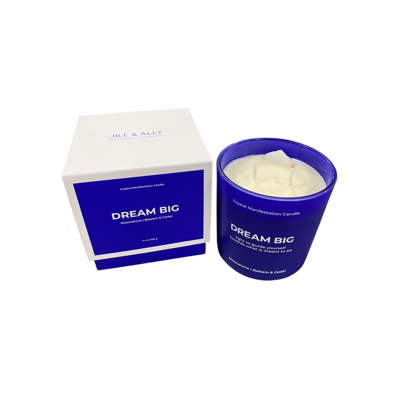 Dream Big, Crystal, Manifestation, Candle, Balsam, Cedar, Moonstone, 14oz