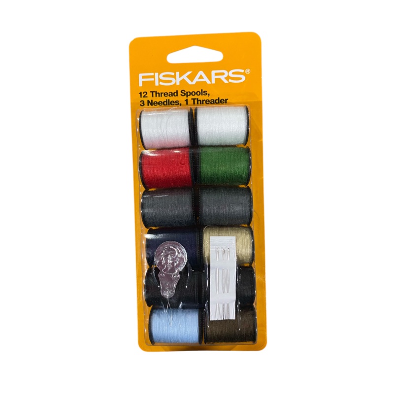 Fiskars, 12pc, Hand, Sewing, Thread Kit with Needles, Polyester Material