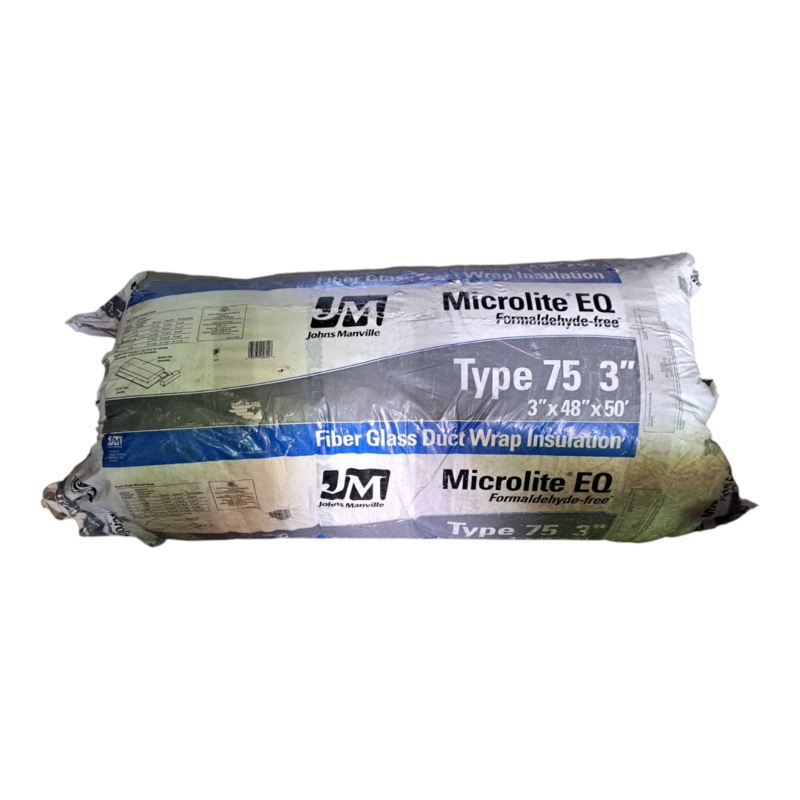 Johns Manville, Microlite EQ, Ductwrap, T75, 3 x 48 x 50, FSK 200.0 SF/Roll (In-Store Pickup Only)