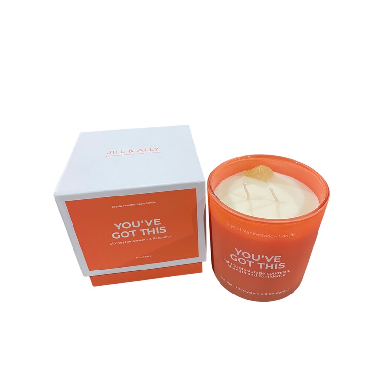 Youve Got This, Crystal, Manifestation, Candle, Honeysuckle, Bergamot, Citrine, 14oz