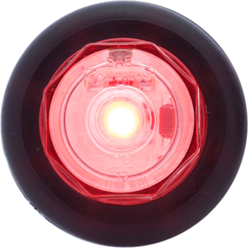 Clear lens red 3/4 LED non-directional marker/clearance light with A11GB grommet, .180 male bullets