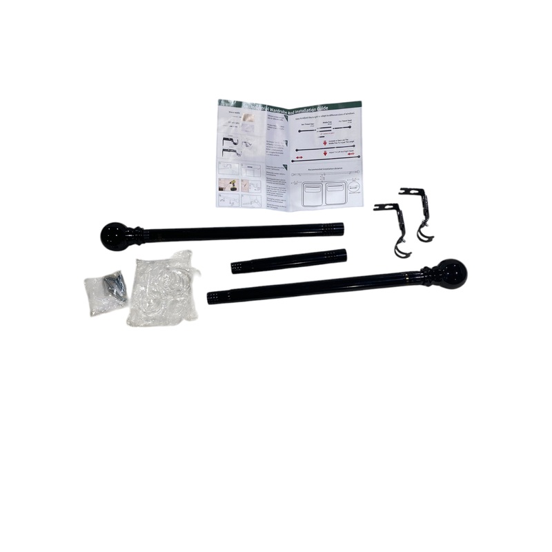 Curtain Rod, 30-46 inch, Black, Metal