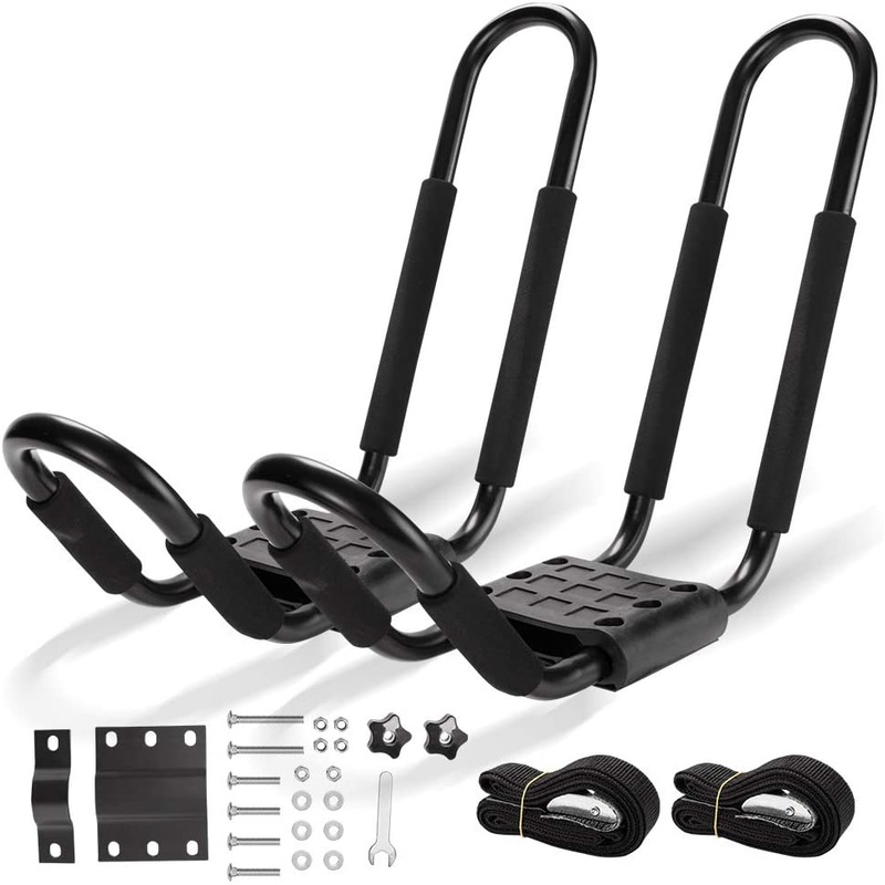 FieryRed Kayak Rack Set /2Pcs – J Bar Rack for Canoe Surf Board Boat On Roof Top Mount Crossbar