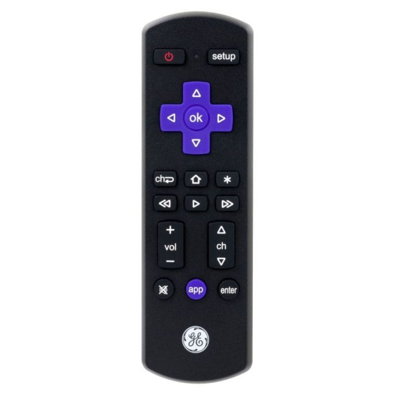 GE Roku TV Direct Replacement TV Remote Control in Black, 66814