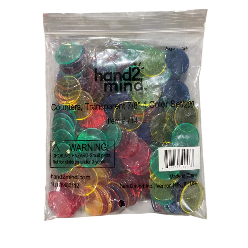 Hand2Mind, Transparent Color Counting Chips, Set of 200