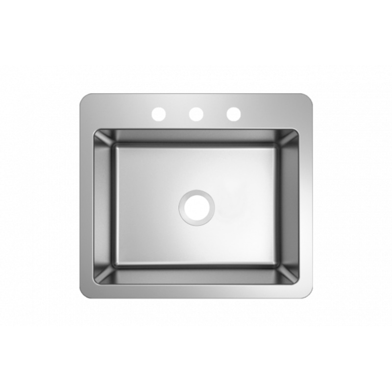 IPT 8 GAUGE DUAL MOUNT 25 IN. R22 SINGLE BOWL SINK T-DUA2522SB-R