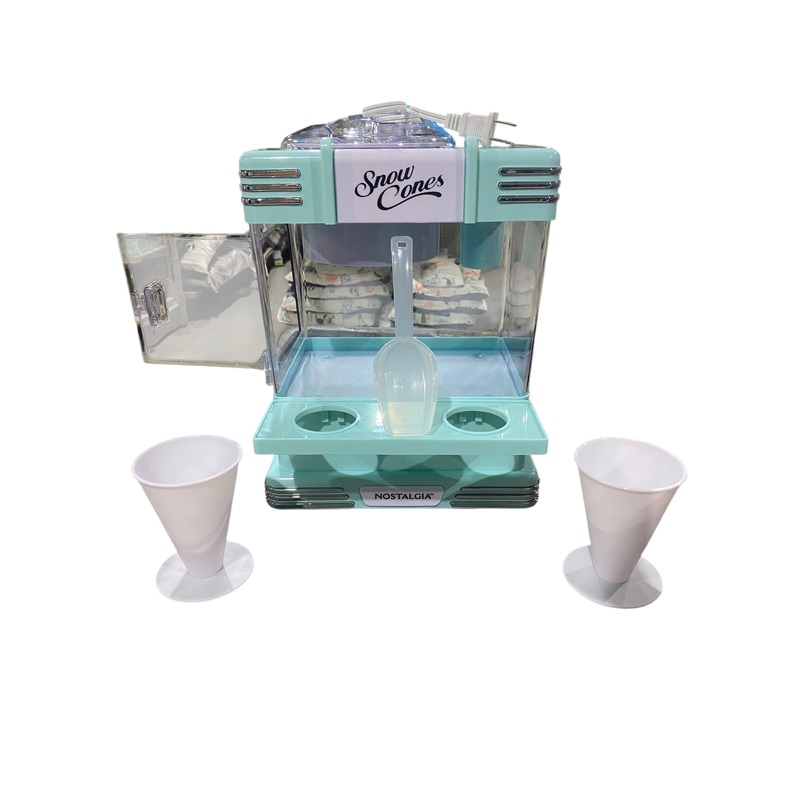 Nostalgia, Tabletop, Snow, Cone, Maker, 2 Reusable Cones, Ice Scoop, Aqua