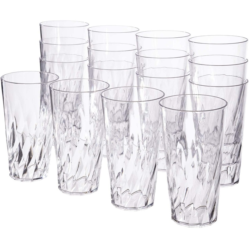 Palmetto 20-ounce Clear Plastic Tumblers | set of 16