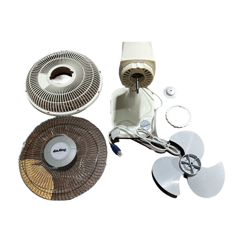 AIR KING, Desk Fan, 12 in Blade Dia, Oscillating, 3 Speeds, 620/780/930 cfm, Plug-In, Compact Fan