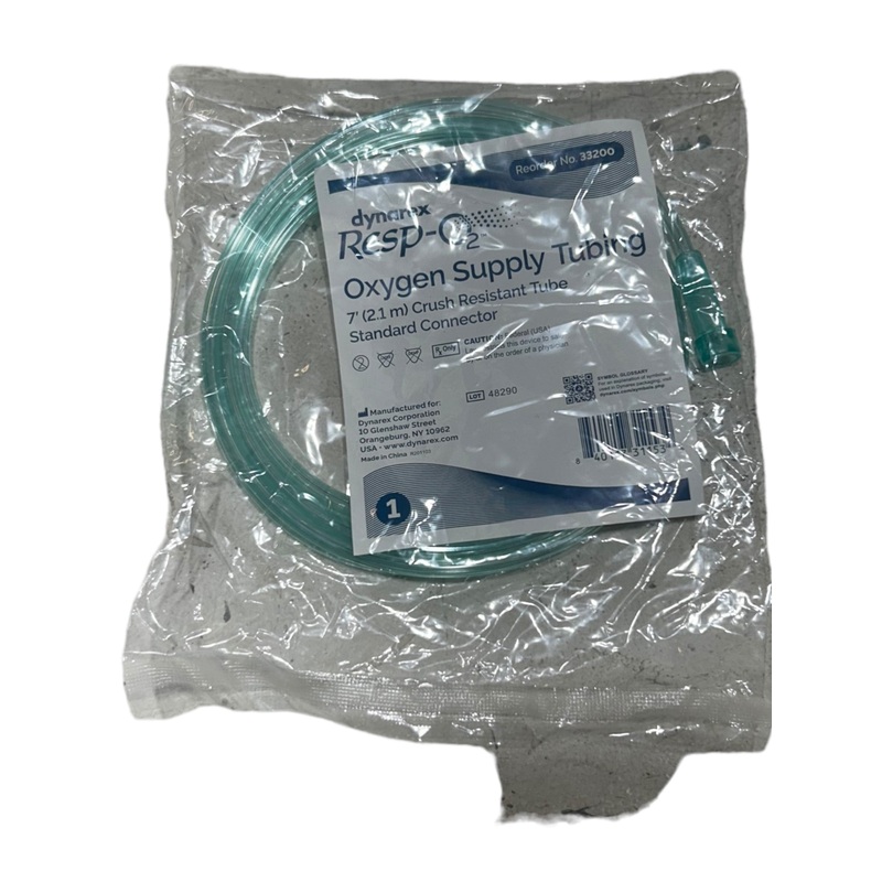 DYNAREX, 33200, Standard Lumen Oxygen Tubing, 7 ft Lg, 0.155 in Inside Dia., 50 PK