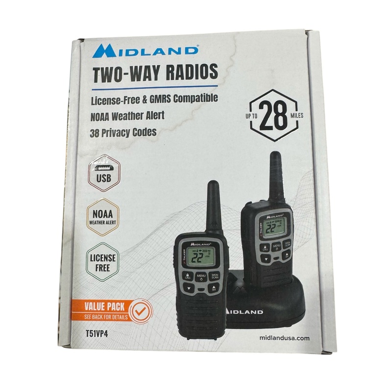 Midland, Two-Way Radios, T51VP4, 2-Pk, 28-mile, 22-Channel, Black