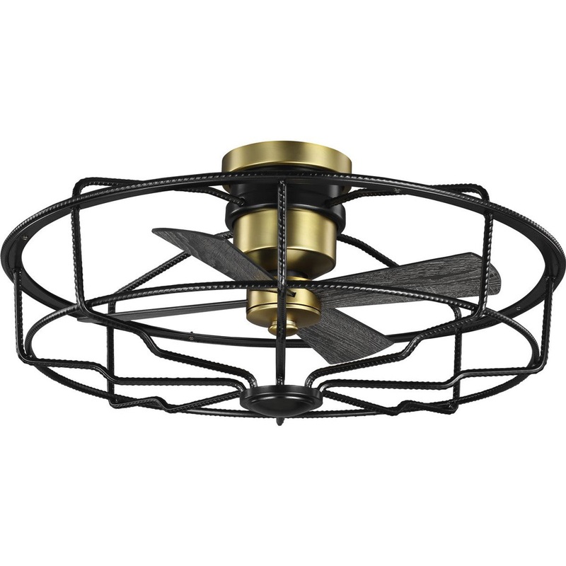 Progress Lighting, P250006-031, 33, Four-blade, Black, ceiling fan, open-cage design – New in Box