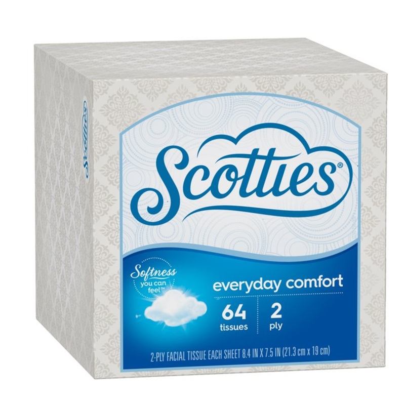 Scotties Facial Tissue Paper 64 Sheets Box UItra Soft and Absorbent 2-Ply Tissues Hypoallergenic No Irritating Cents Made for Everyday Comfort Face Body Use Portable Napkin  STORE PICKUP ONLY
