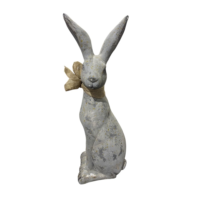 Weathered, Realistic, Resin, Rabbit, Statue, Burlap Bow, 24