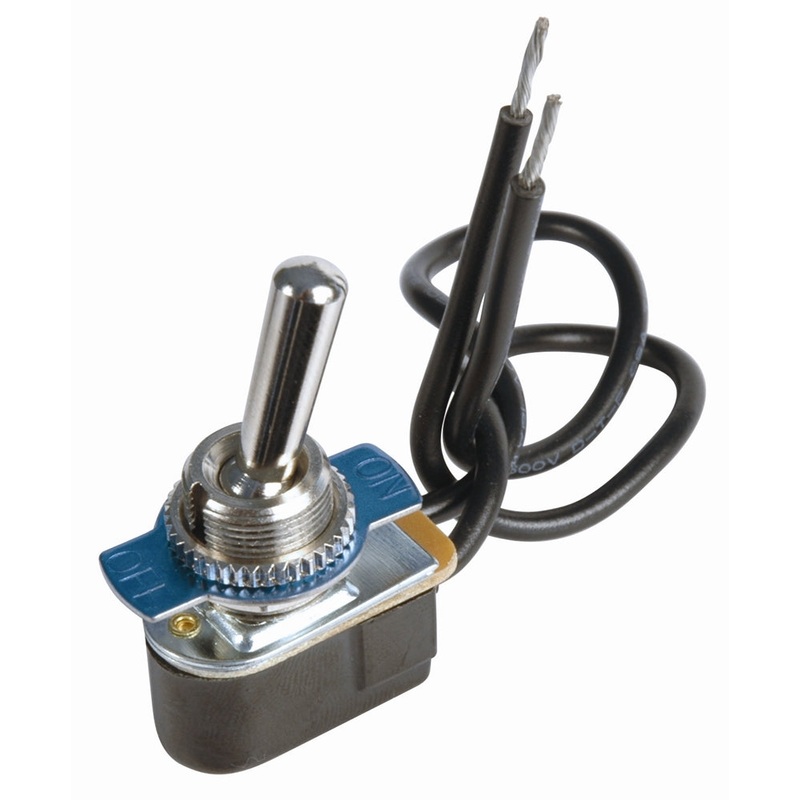 15 AMP @ 12 volt S.P.S.T. on/off toggle switch with integrated wire leads, 1 piece