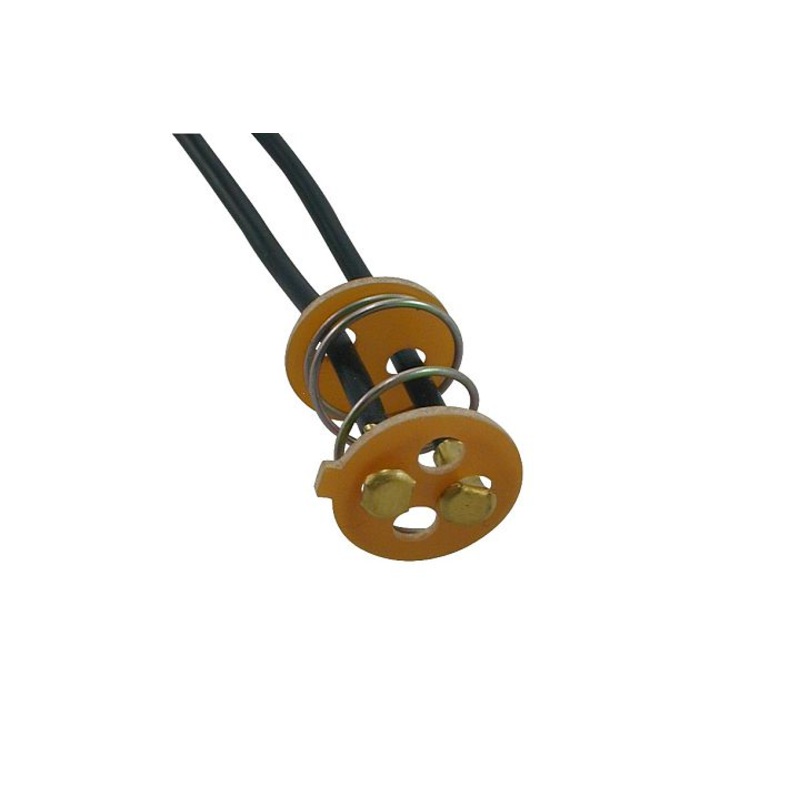 2-Wire universal double contact light socket base w/ fiber washers & tension spring, 2 pieces