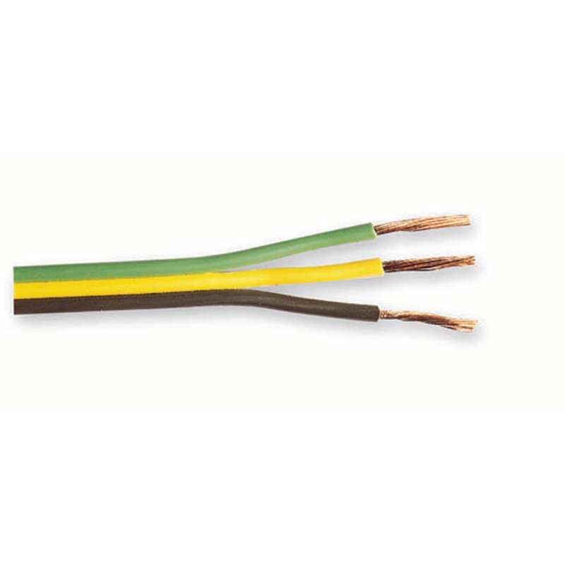 3-way 16 AWG bonded-trailer wire (brown / yellow / green), 25 foot spool