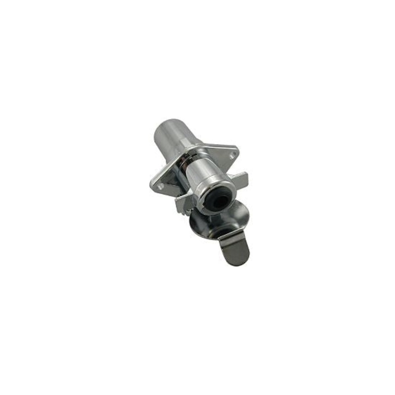 4-pole round male/female chrome metal trailer plug connector – 1 set
