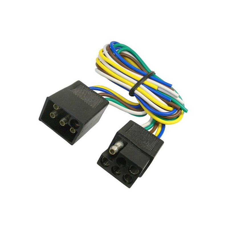 5-way squared moisture proof male/female trailer connectors w/ polarized plugs – 1 piece