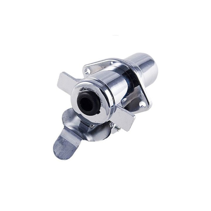 6-pole round male/female chrome metal trailer plug connector – 1 set