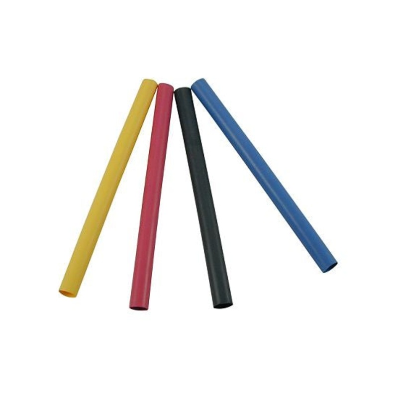 Assorted 1/8 blue, clear, green, red, and yellow 4 heat shrink tubing – 10 pieces