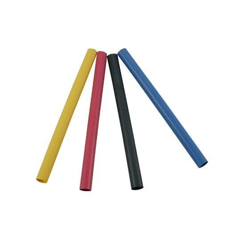 Assorted 3/8 blue, clear, green, red, and yellow 4 heat shrink tubing – 5 pieces