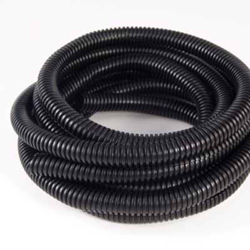 Black flex-guard convoluted split seam tubing / wire loom
