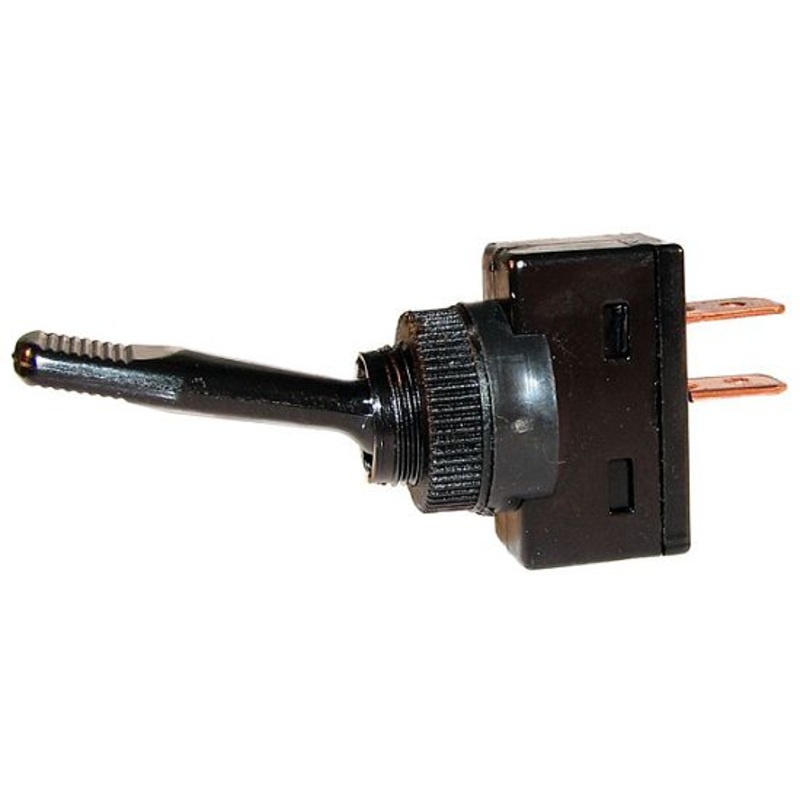 Black non-illuminated momentary toggle switch – 20 amp, 12 volt, S.P.S.T. on / off – SINGLE