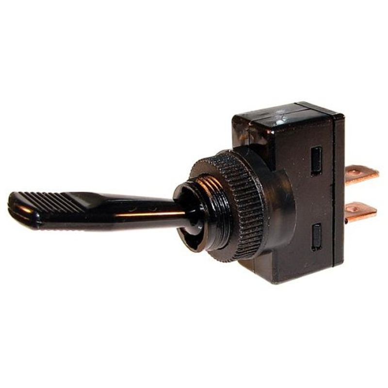 Black non-illuminated toggle switch – 20 amp, 12 volt, S.P.S.T. on / off – SINGLE