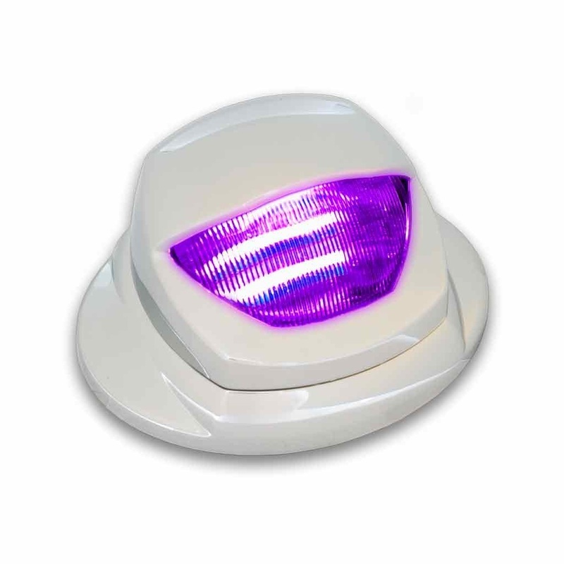 Dual Revolution Kenworth LED mini-step light with white courtesy, amber marker and purple auxiliary light – SINGLE