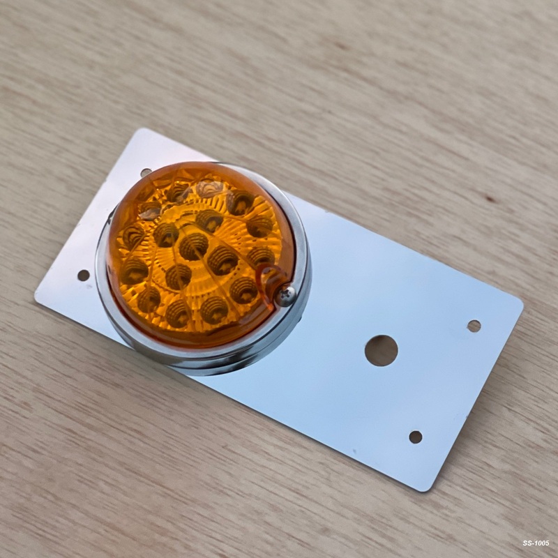 Freightliner Classic stainless steel single watermelon dome light plate with switch hole