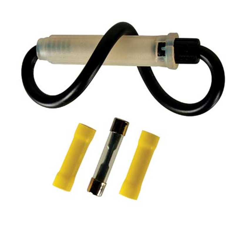 In-Line Glass Fuseholder 10 AWG 6.5 Wire w / (1) 30 Amp AGC Fuse & (2) Vinyl Terminals, 1 Set