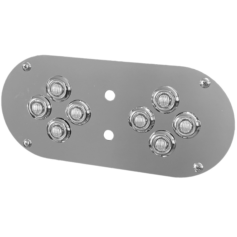 Peterbilt 359/379/389 or Kenworth W900L stainless steel above door dome light plate w/8 mini watermelon 3/4 light holes