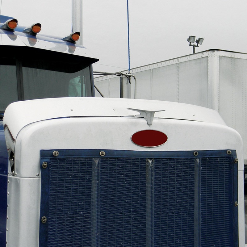 Peterbilt 379 extended hood stainless steel bug deflector