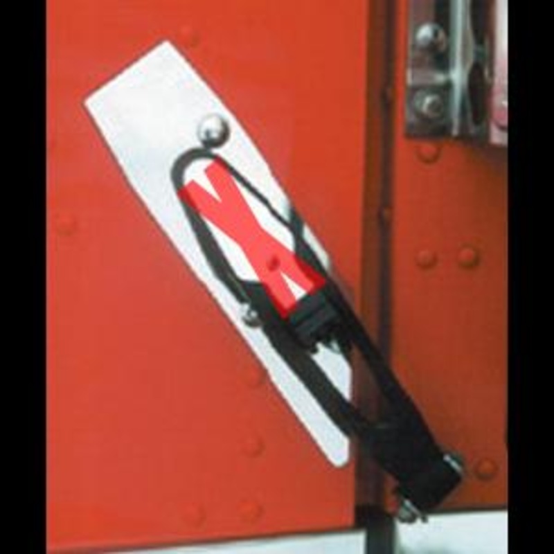 Peterbilt 379 stainless steel behind hood latch trims w/dimples – PAIR