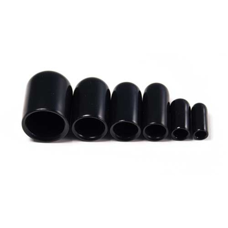 1/8 thru 1/2 Assorted Black Vinyl Vacuum Caps, 30 pieces