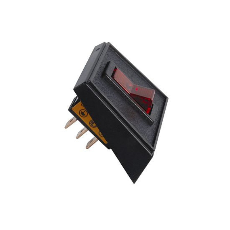 16 AMP @ 12 Volt S.P.S.T. illuminated On/Off red rocker switch in panel mount combination