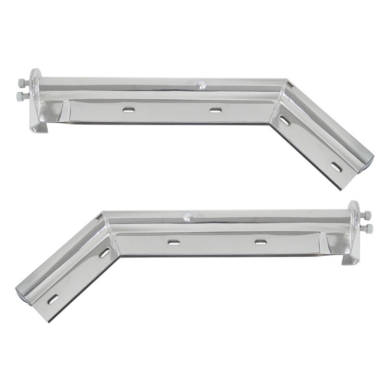 430 grade stainless steel spring-loaded angled tube-style mudflap hangers with 1-1/8 bolt hole spacings – PAIR