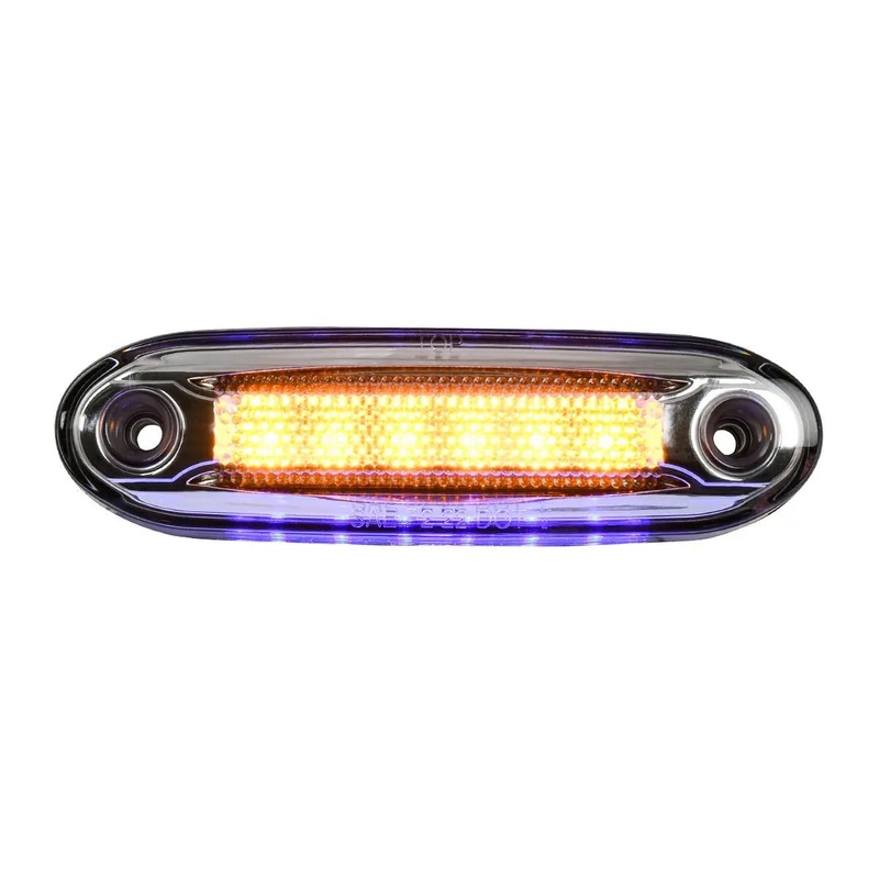 5-1/8 rectangular Amber 6 diode LED marker light with Blue 6 diode underglow / ground effects auxiliary light