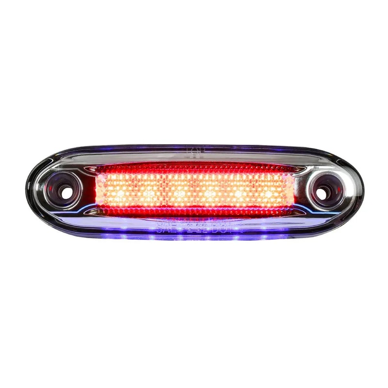 5-1/8 rectangular Red 6 diode LED marker light with Blue 6 diode underglow / ground effects auxiliary light