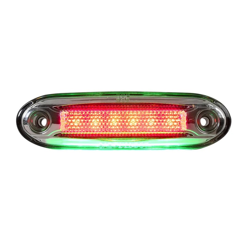 5-1/8 rectangular Red 6 diode LED marker light with Green 6 diode underglow / ground effects auxiliary light
