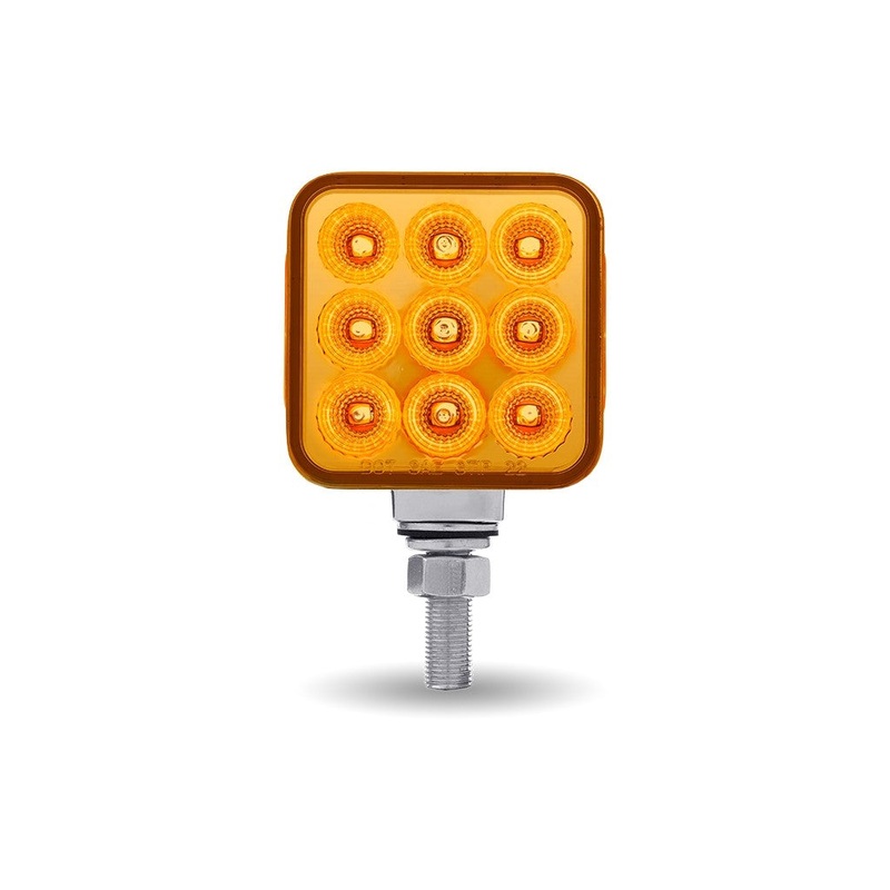 Amber/Red 3 square pedestal LED marker/turn signal light w/single mounting post