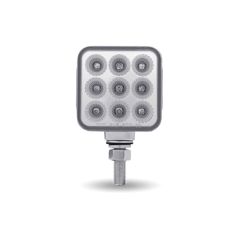 Amber/Red 3 square pedestal LED marker/turn signal light w/single mounting post, CLEAR LENS