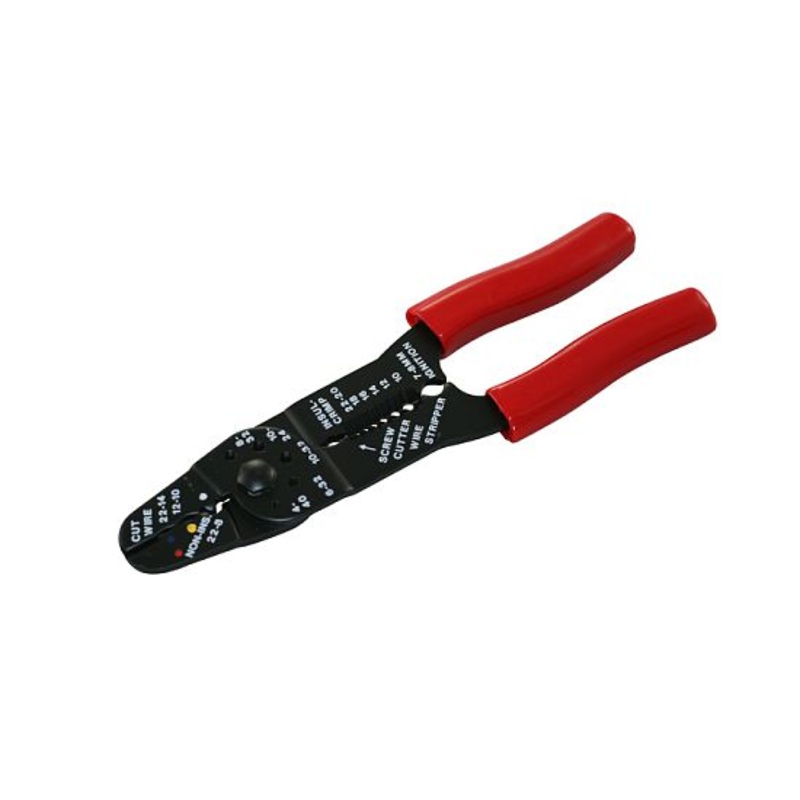 Deluxe crimping and stripping tool with cushion grip handle, for 22-10 AWG