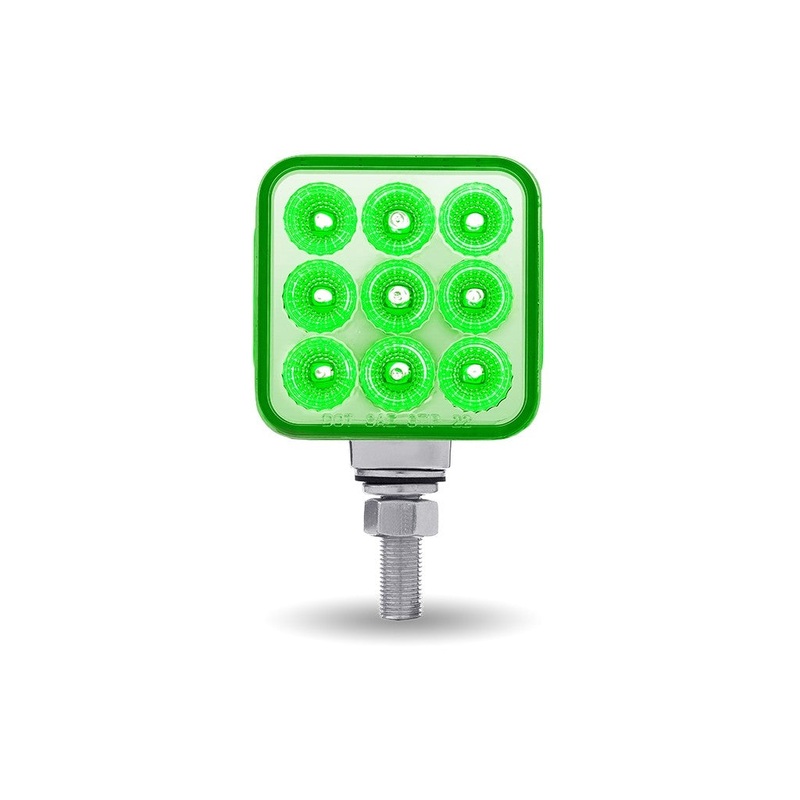 Dual Revolution Amber/Red/Green 3 square pedestal LED marker/turn signal/auxiliary light w/single mounting post