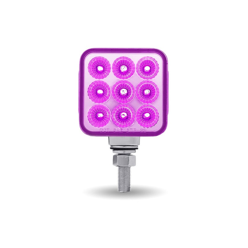 Dual Revolution Amber/Red/Purple 3 square pedestal LED marker/turn signal/auxiliary light w/single mounting post