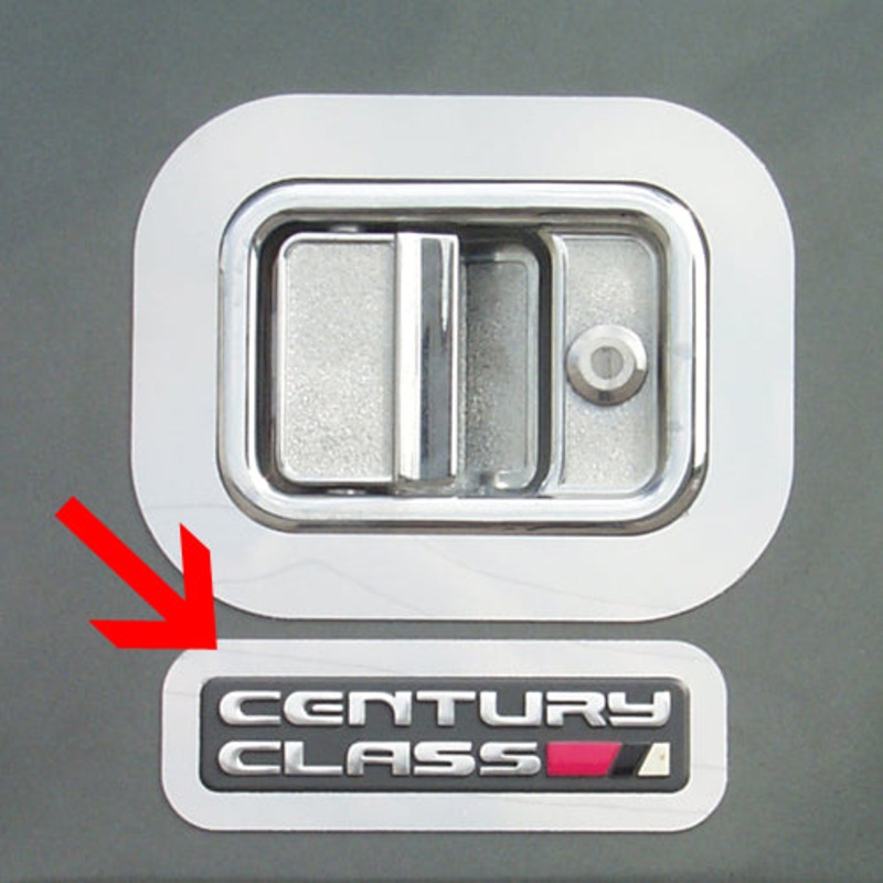 Freightliner Century stainless steel under door latch, Century Class logo trim – PAIR